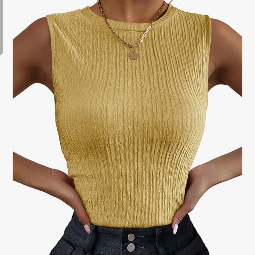 Zeagoo Women's High Ribbed Neck Tank Top